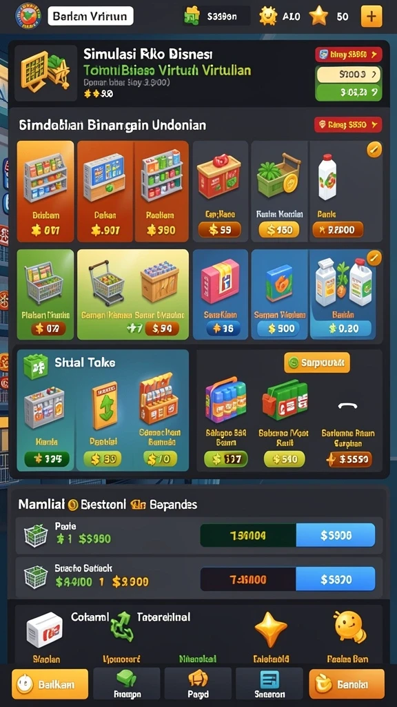Pengaturan dalam game yang penuh warna dan menarik.