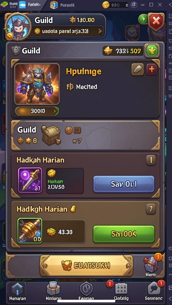 Sistem hadiah yang memikat dengan banyak item.