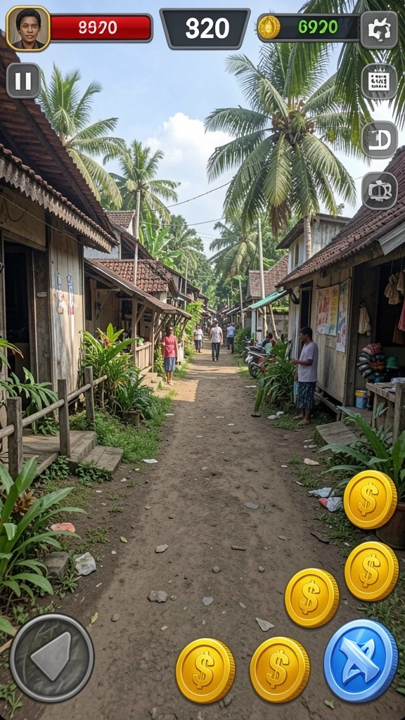 Tampilan level dengan grafis warna-warni yang menawan.